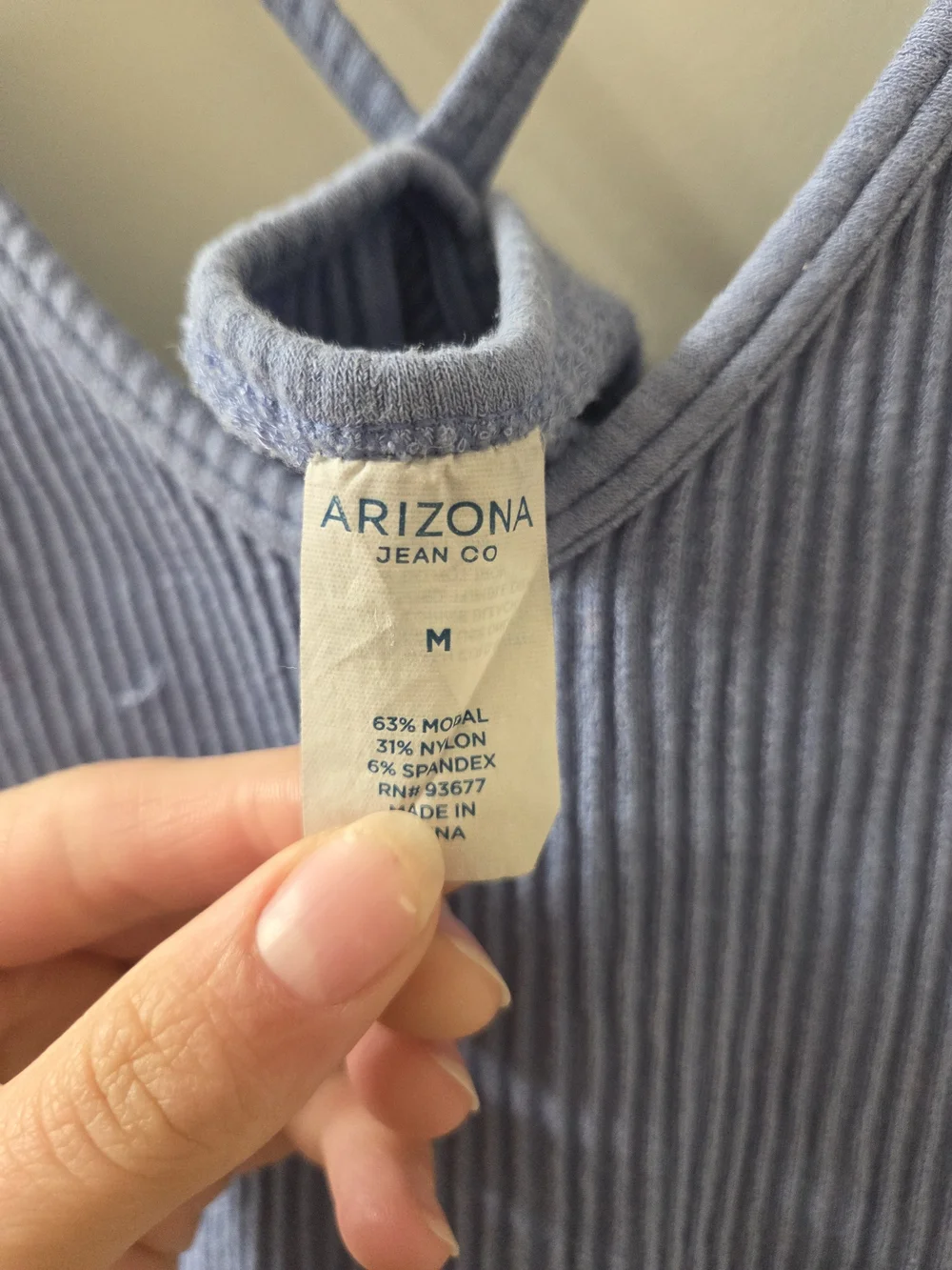 Ribbed V-Neck Cami Tank Top in Periwinkle Blue